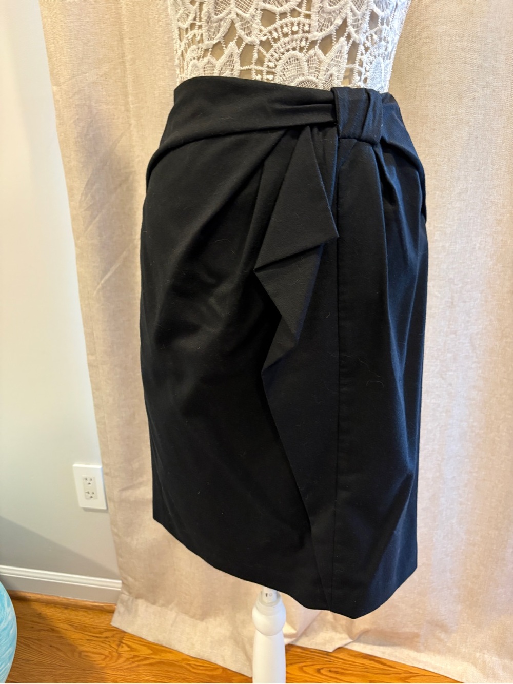 Black Draped pencil Skirt - Women's Classic Pencil Skirt with Knot detail